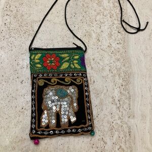 Embroidered Sequin Elephant Pouch